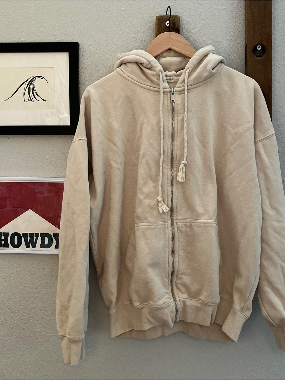 John Galt Oversized Zip Up Hoodie One Size Brandy Melville Christy Sweatshirt